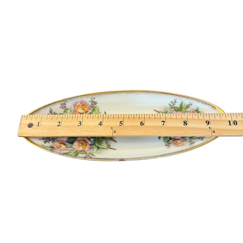 Vintage Tilso Oval Shaped Rose Patterned Ceramic Dish Japan Hand Painted - Picture 9 of 14
